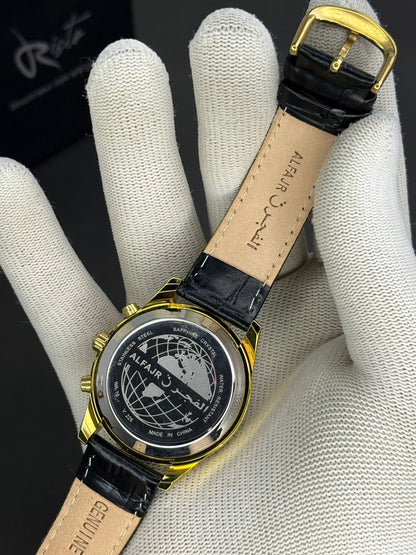 Al-Fajr Deluxe Dual-Time Watch - Leather Straps (Prayer Time & Qibla Edition)