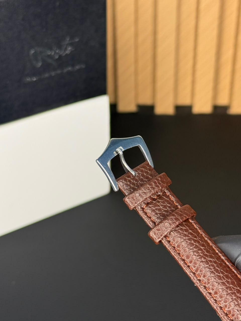 Cartier Tank Plain Dial Watch - Leather Straps Brown White Dial