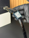 Cartier Tank Roman Numerals Watch - Leather Straps Black White Dial