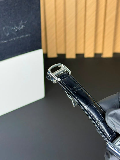 Cartier Tank Roman Numerals Watch - Leather Straps Black White Dial