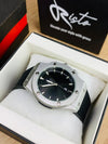 HB Classic Fusion - Leather Straps - Premium Watch - Black Silver