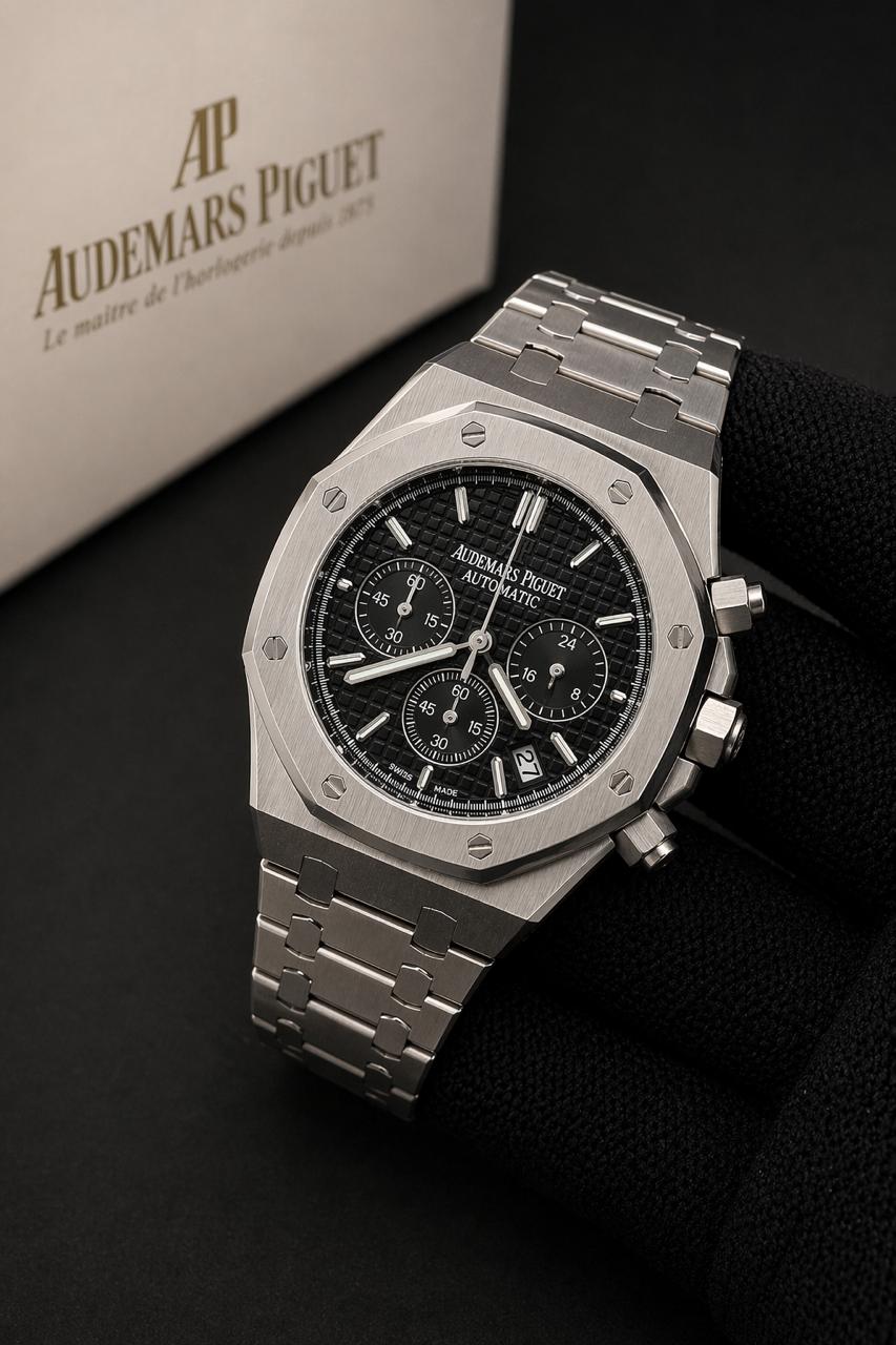 AP Royal Oak Chronograph 41mm Black "Grande Tapisserie" Dial – Stainless Steel