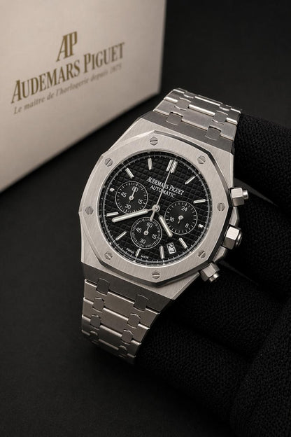 AP Royal Oak Chronograph 41mm Black "Grande Tapisserie" Dial – Stainless Steel