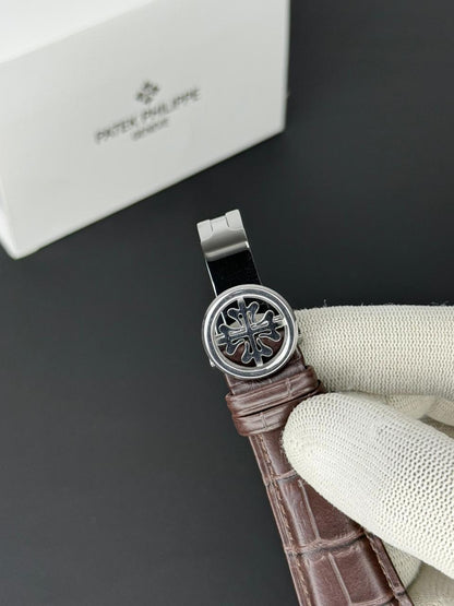 Patek Philippe Nautilus - Leather Strap White Dial Brown & Golden